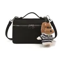 Bolso bandolera negro tipo caja en cuero texturizado con colgante de perro suave - Con Colgante / Negro
