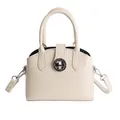 Sac coquille en cuir crème chic avec poignées rondes et fermoir rotatif en métal - Blanc Sans Pendentif
