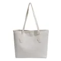 Minimale weiße Shopper-Tasche mit vertikalen Streifen und langen Kunstledergriffen - Weiß
