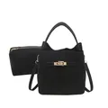 Minimalistische schwarze Eimertasche mit goldenen Details und Innentasche - Stil Mit Reißverschluss Innentasche / Schwarz ohne Anhänger