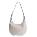 Bolso de hombro blanco minimalista en forma de media luna con hebilla plateada - Blanco