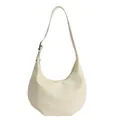 Bolso de hombro media luna blanco crema con correa ajustable y hebilla de plata fina - Amarillo