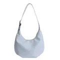 Bolso hobo de media luna azul claro minimalista con correa ajustable con hebilla plateada - Azul
