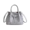 Sac seau argenté métallisé avec poignée supérieure et bandoulière réglable - Argent Sans Pendentif