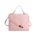 Pink minimalist crossbody handbag with vertical texture and gold twist lock closure - Pink