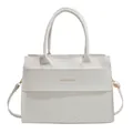 White snakeskin textured handbag with top handle and gold Fashion & Bags lettering - White