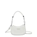 Bolso bandolera chic blanco de media luna con cadena plateada y letras de moda - Blanco