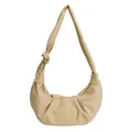 Borsa a tracolla beige a mezzaluna con design plissettato e dettaglio tracolla annodata - Senza Ciondolo / Giallo