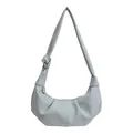 Elegante borsa a tracolla a mezzaluna blu chiaro in ecopelle plissettata con nodo - Senza Ciondolo / Blu