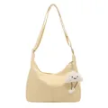 Sac à bandoulière demi-lune jaune clair avec pendentif nuage blanc et sangle - Avec Pendentif / Jaune