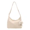 Sac croissant beige minimaliste avec un pendentif en peluche nuage blanc mignon - Avec Pendentif / Blanc