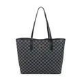 Borsa tote nera con stampa di lettere M e targhetta logo dorata sulla parte anteriore - Nero