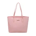Borsa tote in ecopelle rosa con motivi a M e sottili manici superiori - Rosa