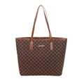 Borsa tote marrone con motivo monogramma e placca in metallo dorato per il lavoro - Marrone