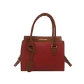 Elegante vierkante handtas van rood en bruin kunstleer met kiezeltextuur en gouden accenten - Rood (Geen Hanger)
