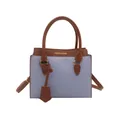 Minimale lavendel en bruine crossbody tas met een elegante kiezellederen afwerking - Blauw (Zonder Hanger)