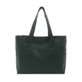 Klassieke donkergroene kunstleren shopper met dubbele hengsels en grote inhoud voor dames - Groen