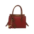 Sac à main élégant bordeaux et marron en similicuir avec détail de cerise décorative - Rouge (Avec Pendentif)