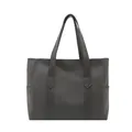 Donkergrijze tote bag van kunstleer met brede schouderbanden en zijzakken - Grijs