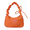 Bolso hobo naranja brillante con bordado de mariposa y correa fruncida con lazo ajustable - Estándar / Naranja