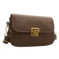 Sac bandoulière rétro marron foncé avec boucle dorée et bandoulière en cuir réglable - Marron