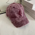 Vintage burgundy washed cotton baseball cap with embroidery and distressed finish - M (56-58cm) / Burgundy