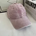 Vintage gewaschene lila Baseballkappe mit weichem Oberteil und Distressed-Stoff für Freizeit - M (56-58cm) / Rosa
