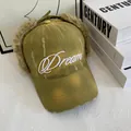 Casquette de baseball en jean délavé vert vintage avec cache-oreilles et broderie Dream - M(56-58cm) / Vert