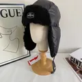 Gorro de aviador de invierno en nylon negro con forro de piel sintética y orejeras - M (56-58cm) / Negro