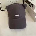 Cute dark grey baseball cap with cat ears and new embroidery on a white surface - M (56-58cm) / Gray
