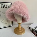 Sombrero de pescador de piel sintética rosa para mujer con protección térmica suave - M (56-58cm) / Rosa