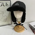 Cappello da aviatore invernale in tessuto antivento con calda fodera in pile - M (56-58cm) / Nero