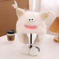 Chapeau trappeur en peluche monstre blanc avec oreilles en fourrure et broderie - M(56-58cm) / Blanc