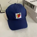 Winter baseball cap with ear flaps, navy blue cotton fabric and warm faux lamb wool lining - M (56-58cm) / Navy Blue