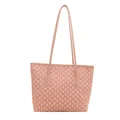 Pink faux leather tote bag with all-over M letter print and slim shoulder straps - With Pendant / Pink