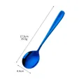Blue stainless steel spoon with glossy titanium finish and 17.5cm long handle - Blue