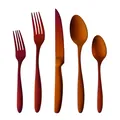 5-piece matte copper stainless steel cutlery set with sleek modern design on white background - Magic Red