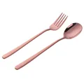 Ensemble de couverts minimaliste en acier inoxydable rose doré avec finition miroir - Or rose