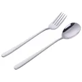 Ensemble de fourchette et cuillère en acier inoxydable poli au style moderne - Argent