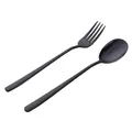 Set de couverts 2 pièces en acier inoxydable noir mat avec cuillère et fourchette - Noir