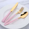 Set de couverts en acier inoxydable 304 rose et or avec couteau fourchette et cuillère - Ensemble Couteau Fourchette Cuillère / Or Rose