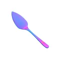 Rainbow plated stainless steel cake server with serrated edge on white background - AB Color
