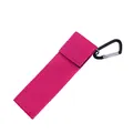 Roze nylon opbergetui met klittenbandsluiting en karabijnhaak voor uitschuifbare rietjes - Rode Opbergtas