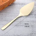 Polished gold 304 stainless steel cake shovel with serrated edge and 30cm long handle - Light Gold