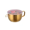 Gobelet alimentaire en acier 304 brossé doré avec couvercle et valve d'aération rouge - Or