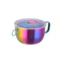 Bol à nouilles en acier inoxydable arc-en-ciel avec poignée et couvercle ventilé de dortoir - Couleur AB