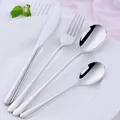 Set di posate da 4 pezzi in acciaio inossidabile argento lucido con coltello e forchetta - 304 Coreano Coltello Forchetta Cucchiaio Grande Cucchiaino-Argento / Argento