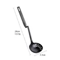 Black matte 304 stainless steel colander spoon with 29cm hanging hook handle - Black / Large
