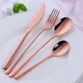 Set di posate 4 pezzi in acciaio inossidabile oro rosa con lucidatura a specchio moderna - 304 Coreano Coltello Forchetta Cucchiaio Grande Cucchiaino-Oro Rosa / Oro rosa