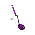 Purple electroplated 304 stainless steel slotted spoon with hanging hook and curved handle - Purple / Small